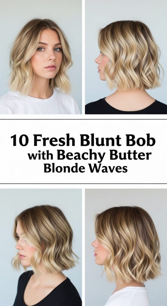 Fresh Blunt Bob Ideas with Beachy Butter Blonde Waves