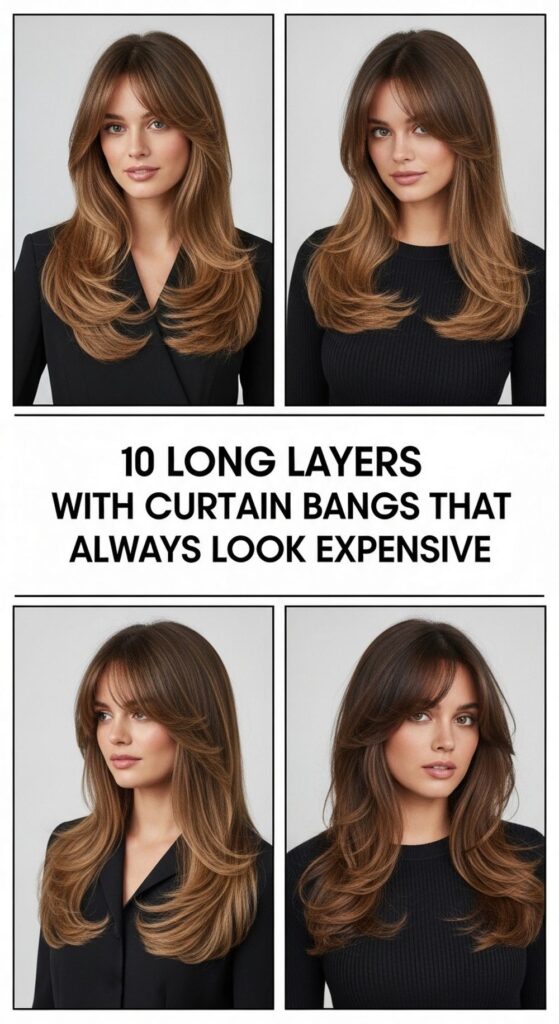 Long Layers with Curtain Bangs That Always Look Expensive