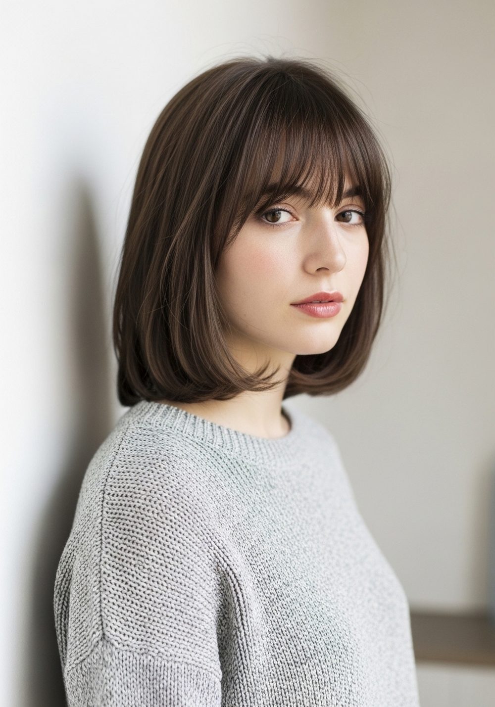 Airy Curtain Bangs on a Long Bob