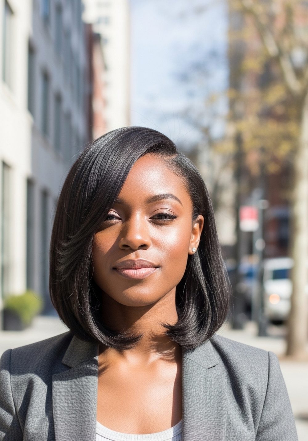 Asymmetrical Side-Swept Bob Hairstyle