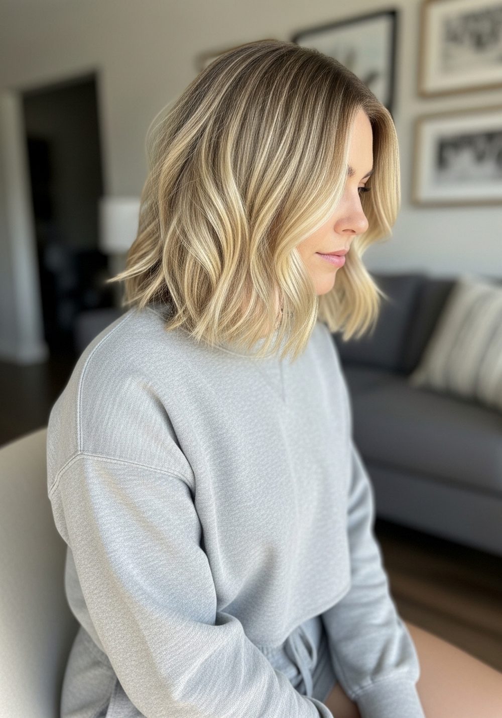 Beachy Blunt Bob with Face-Framing Highlights