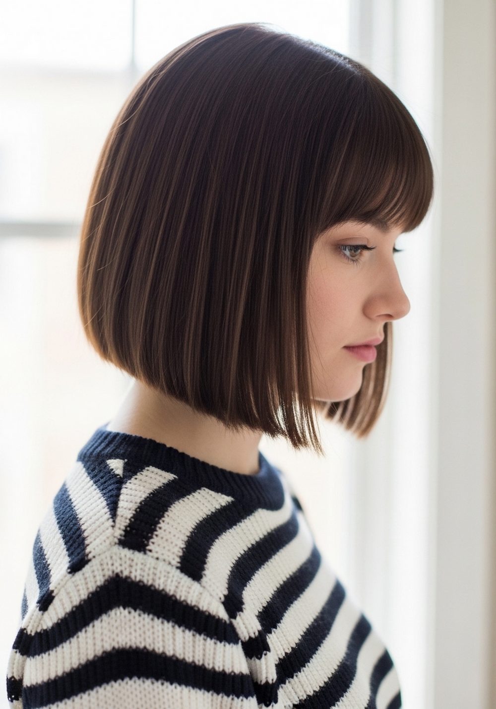 Blunt French Bob at Lip Length