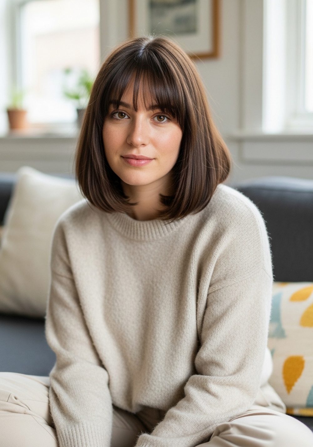 Blunt Lob with Curtain Fringe