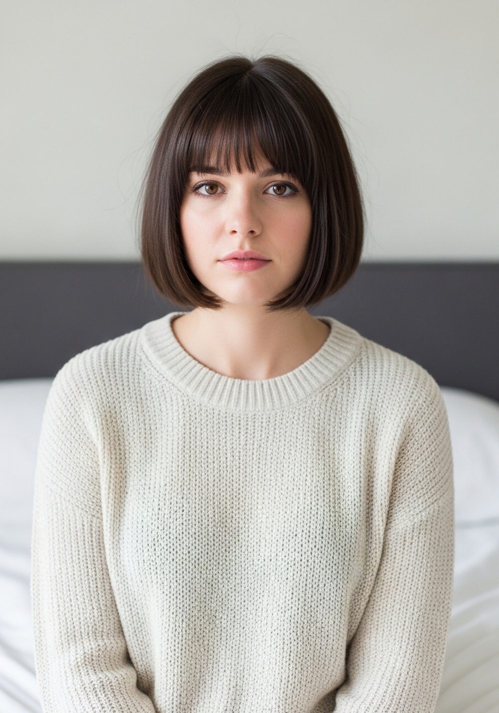 Blunt Mini Bob with Airy Curtain Bangs