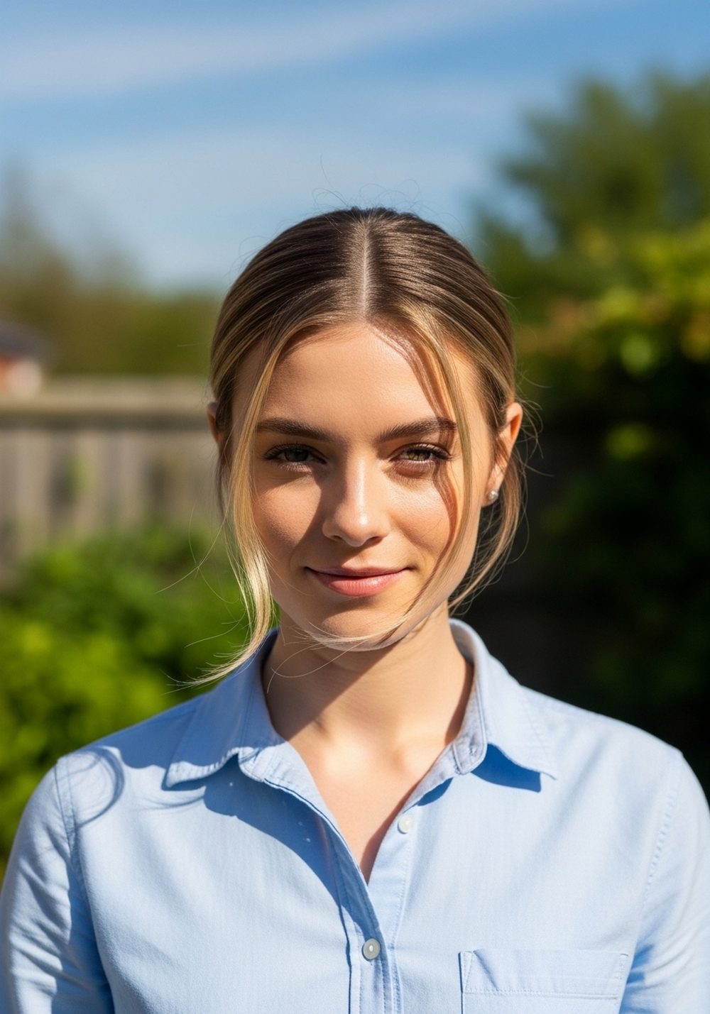 Center-Parted Low Knot Bundle Hairstyle