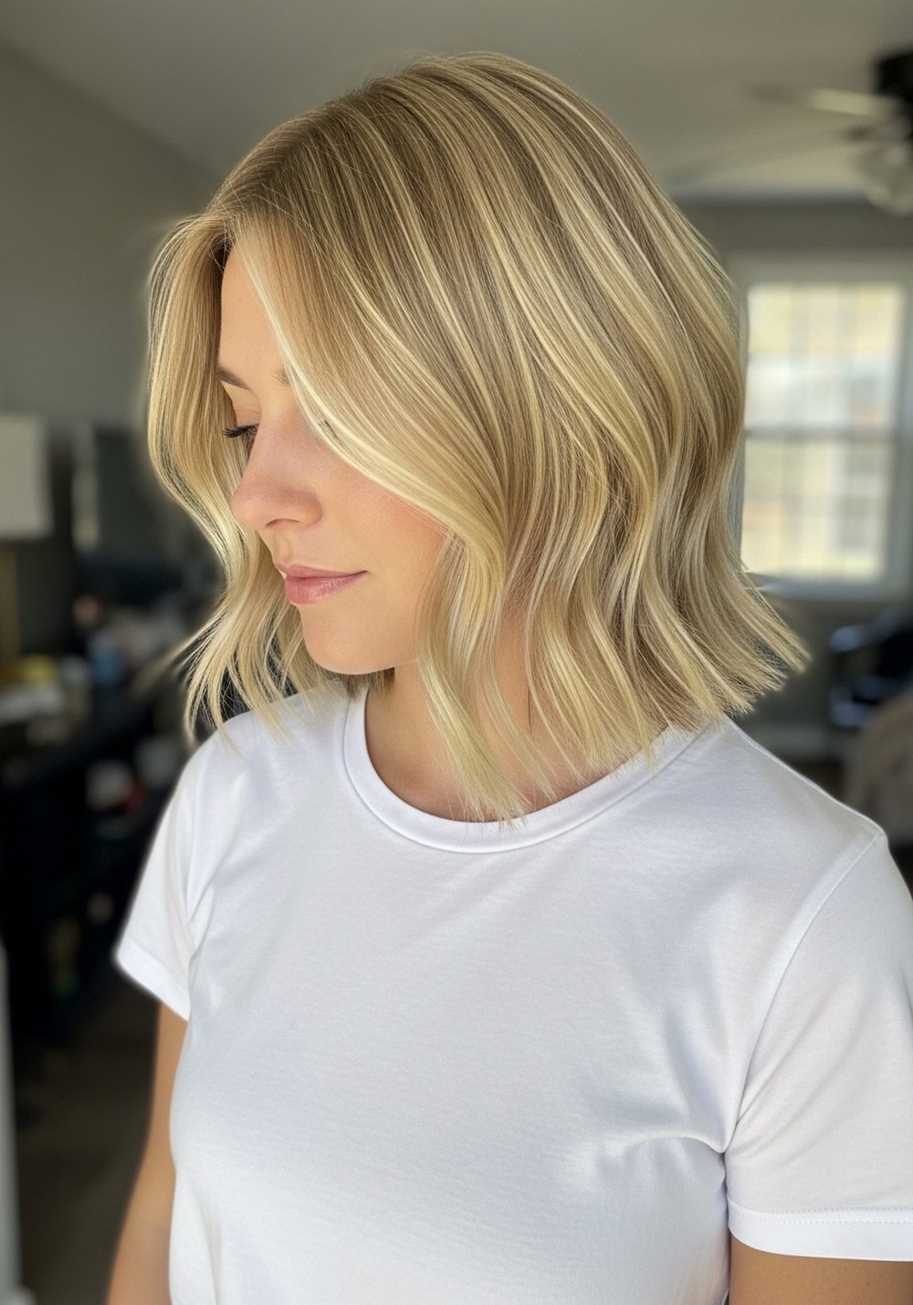 Classic Butter Blonde Blunt Bob Waves