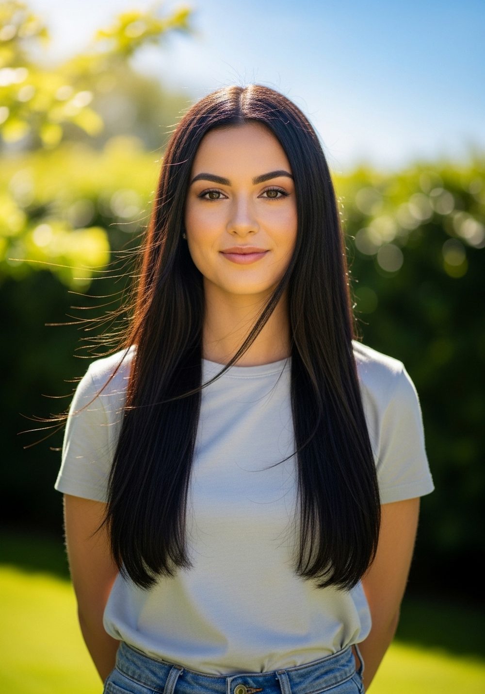 Classic Middle-Part Sleek Bundle Hairstyle