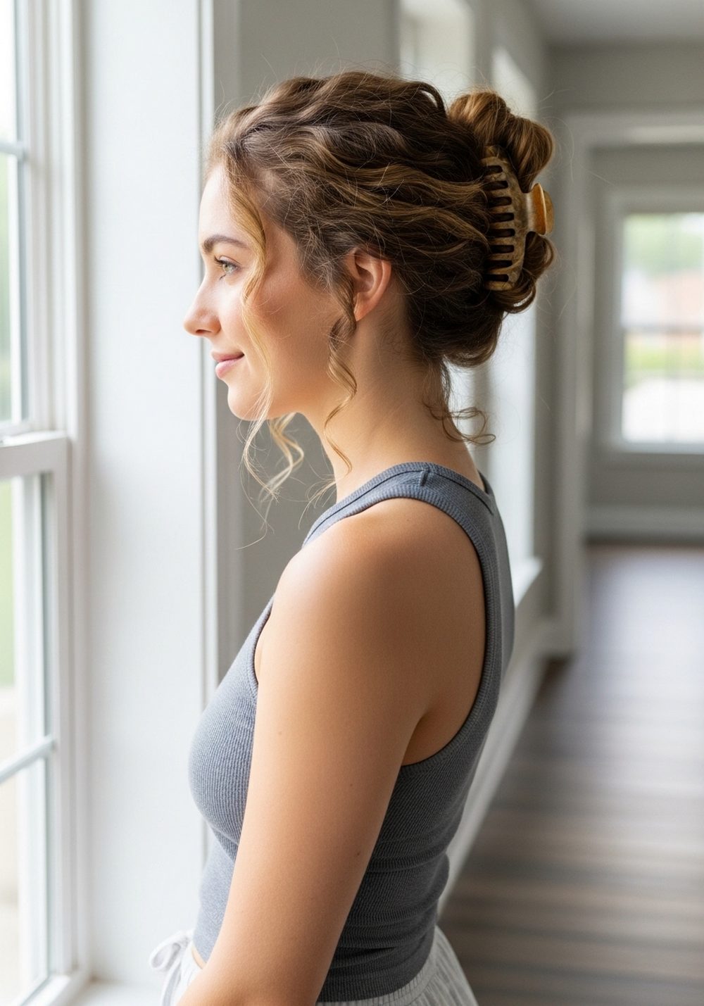 Claw-Clip Curly French Twist