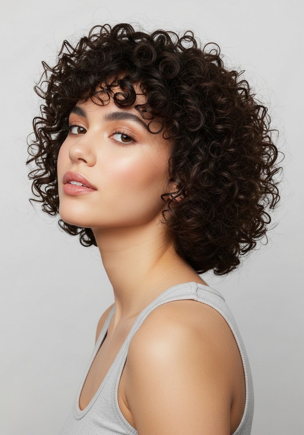 Curly Layered Round Cut