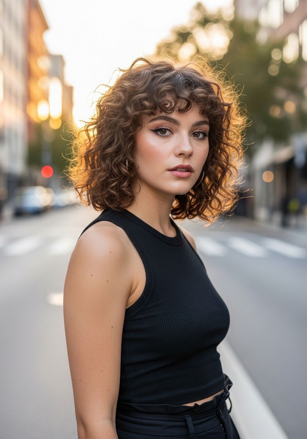 Curly Voluminous Wolf Cut Hairstyle