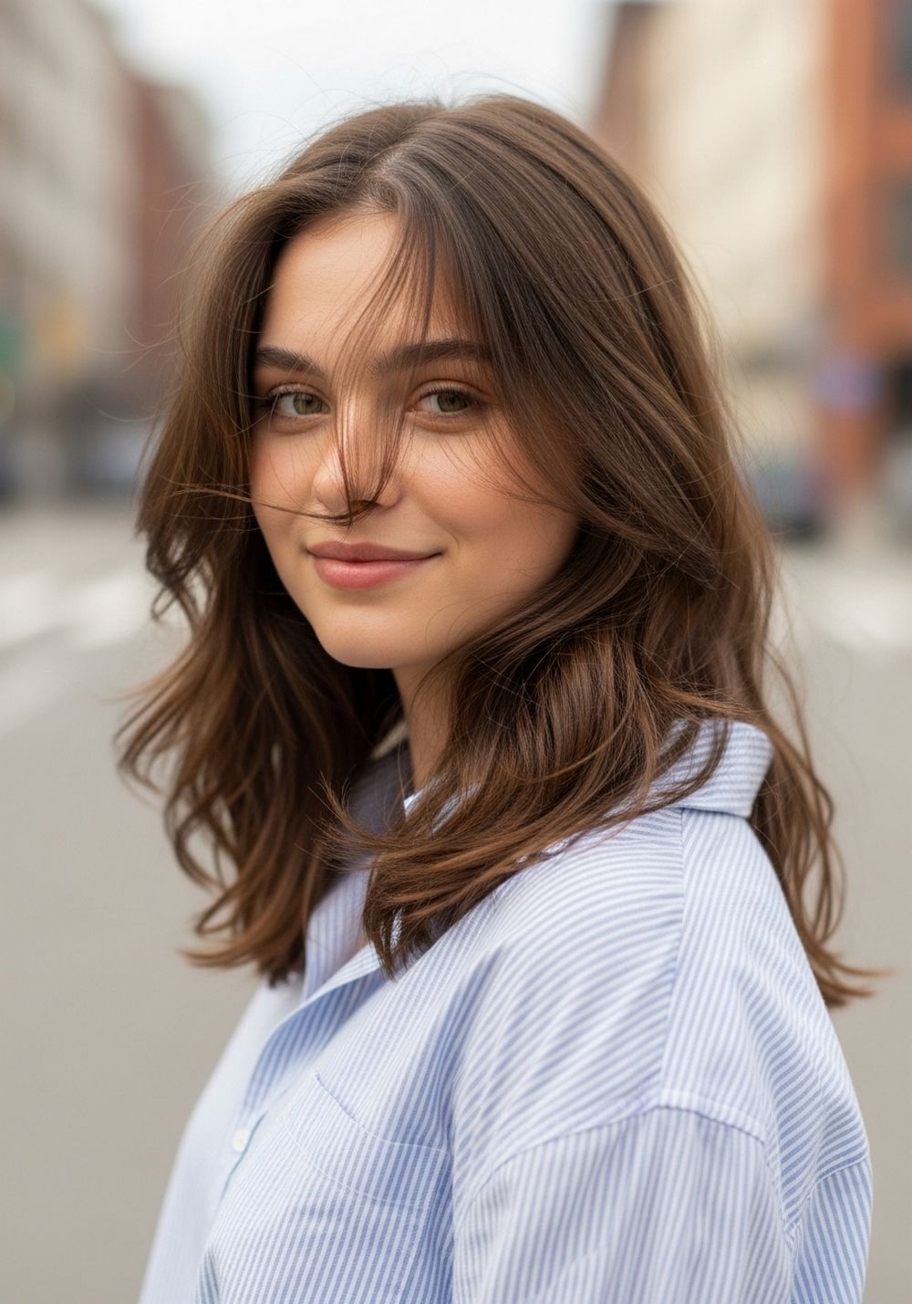 Curtain-Framed Butterfly Layers Center Part Hairstyles