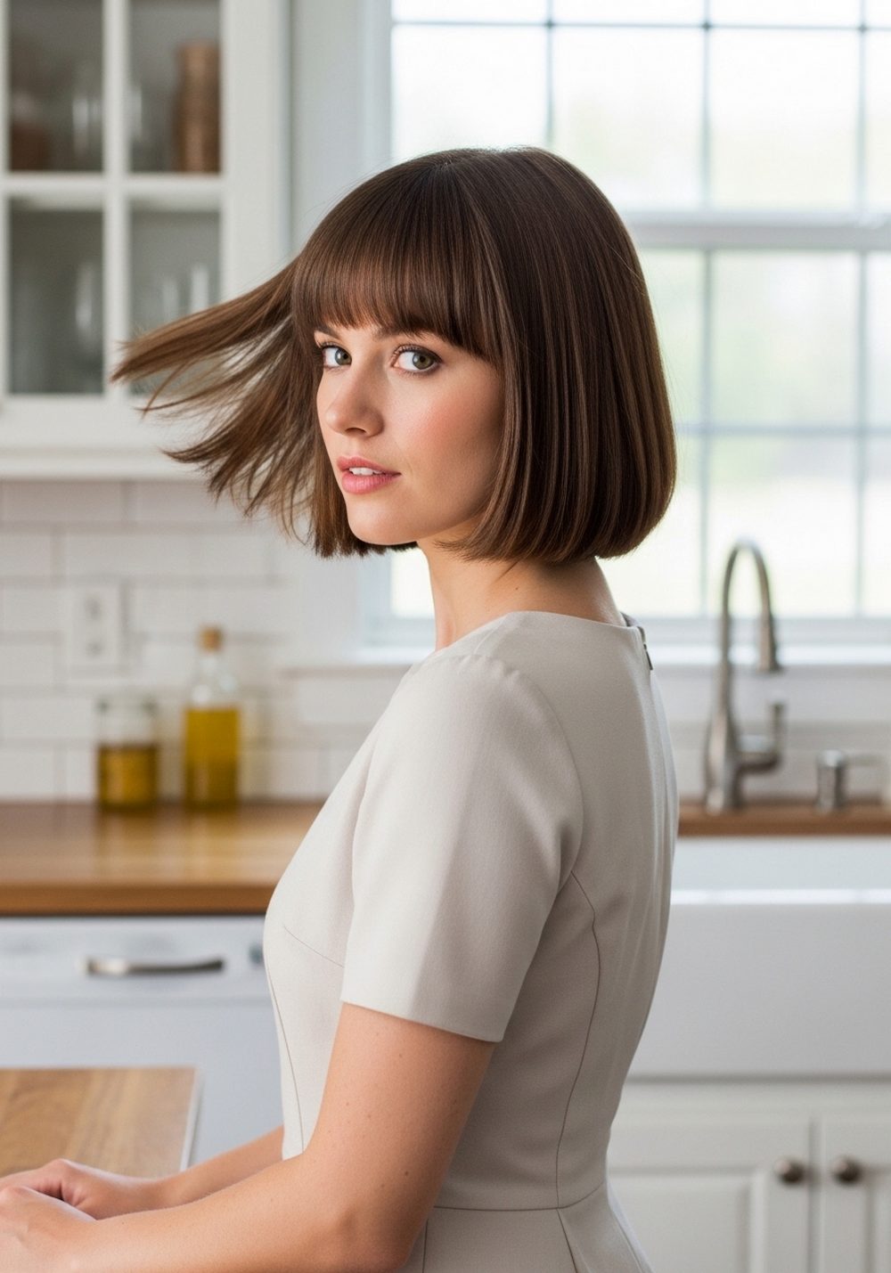 Flipped-Out Short Cut with Curtain Bangs
