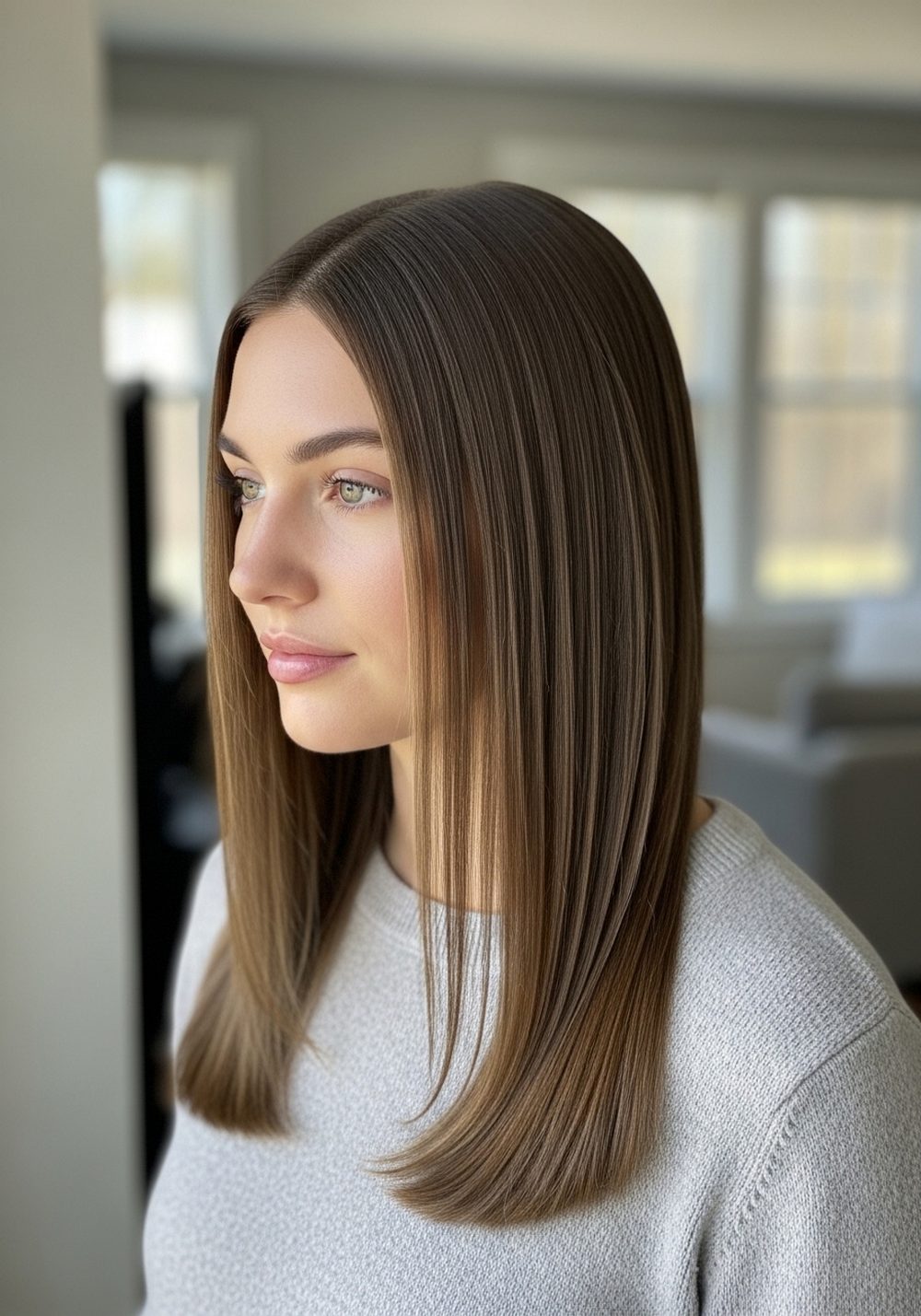 Glass-Sleek Middle Part
