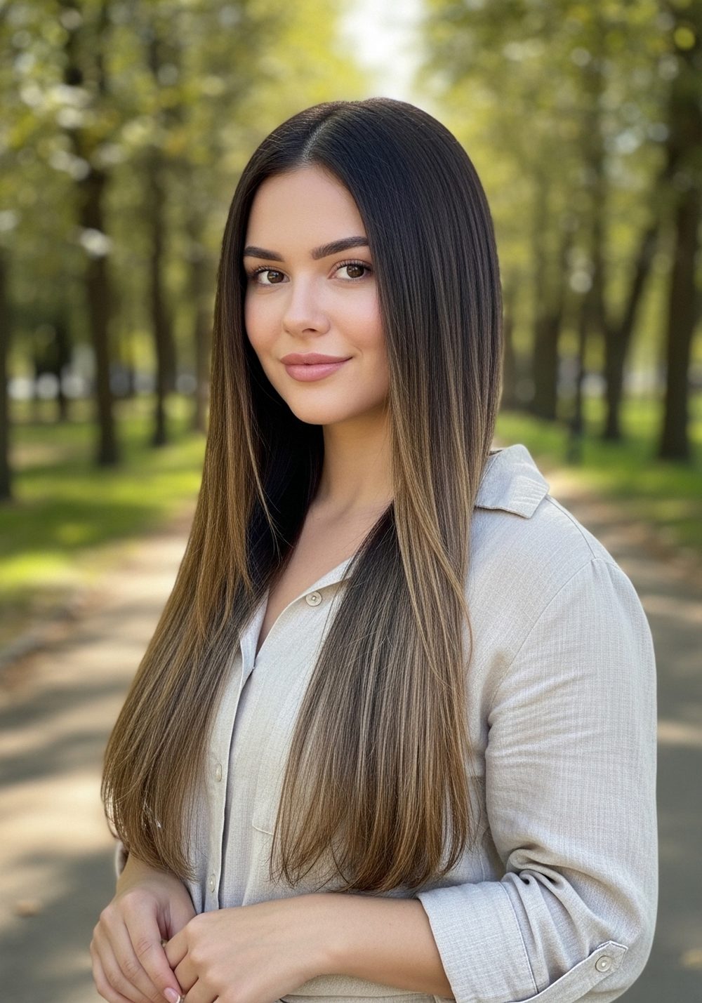 Glossy Expensive Brunette Melt Refresh Hairstyle