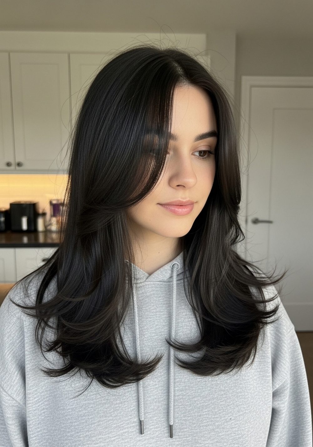 Glossy One-Length Base with Floating Butterfly Layers