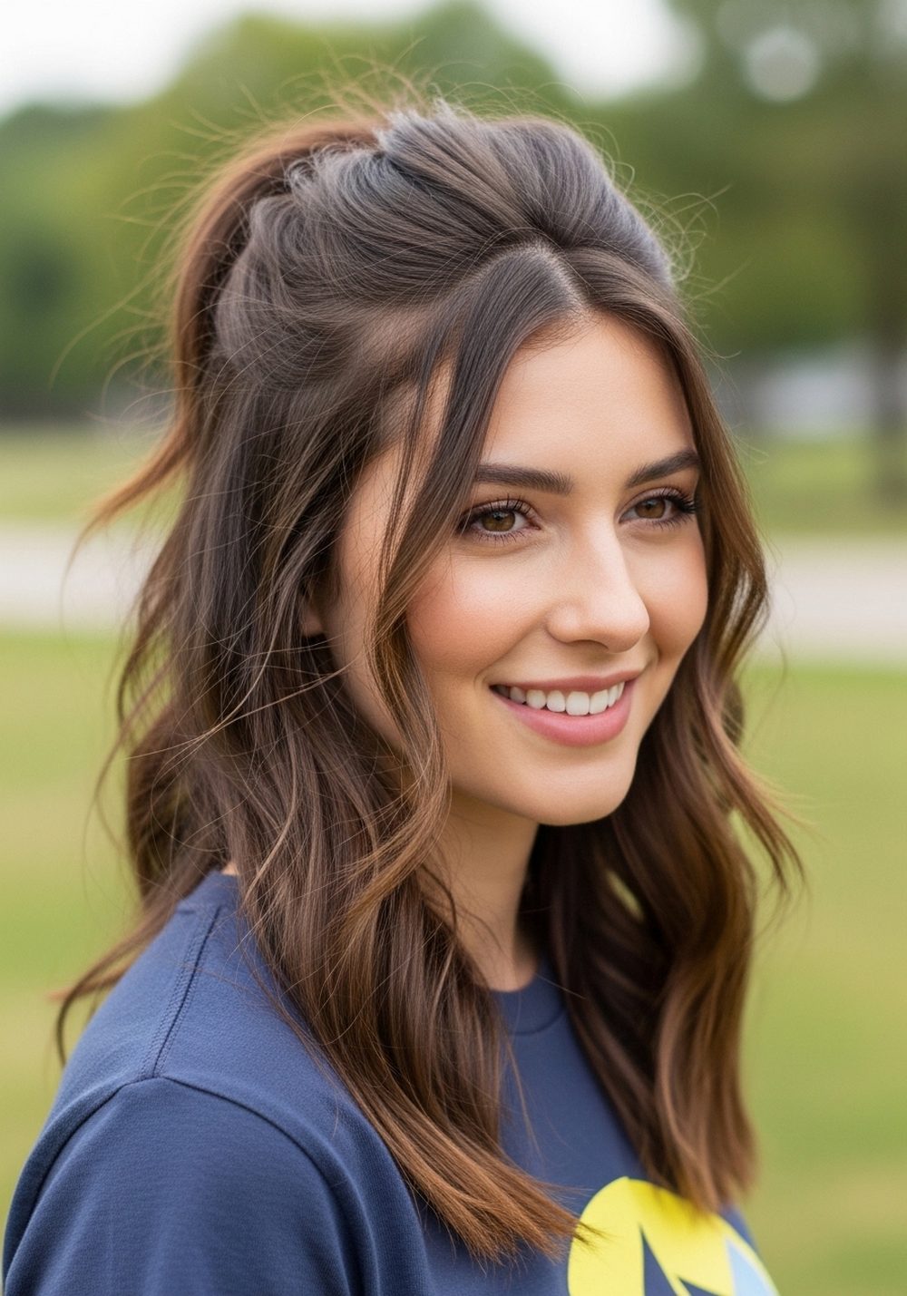 Half-Up Crown Volume Hairstyle