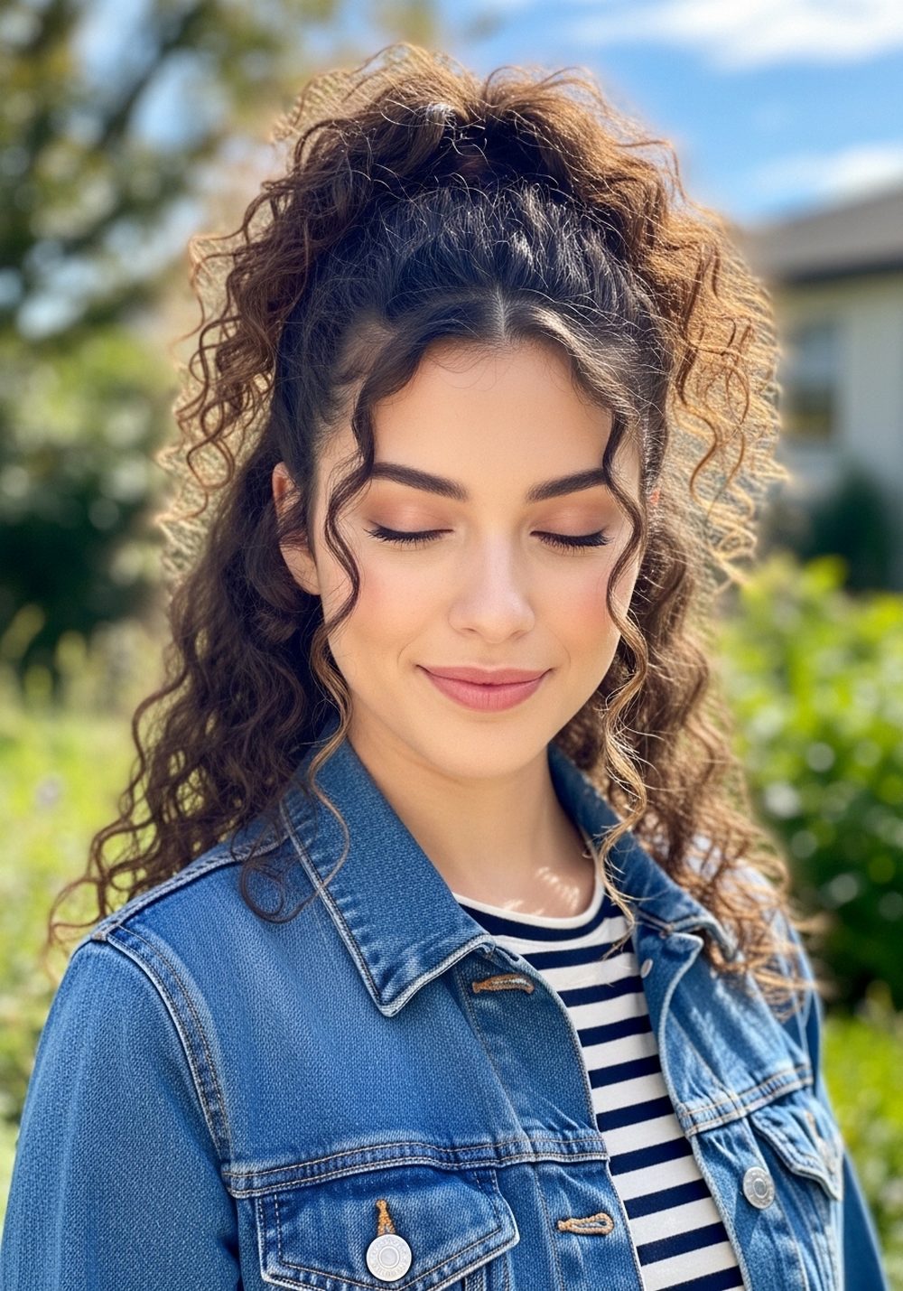 Half-Up Curly Bundle Ponytail Hairstyle