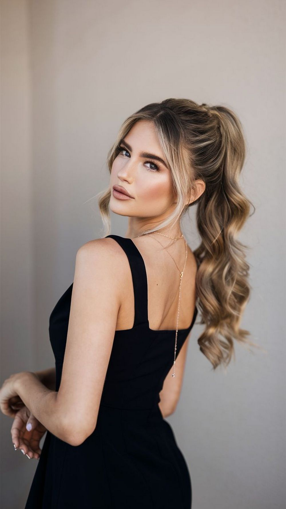 High Ponytail Glam With Soft, Glossy Waves
