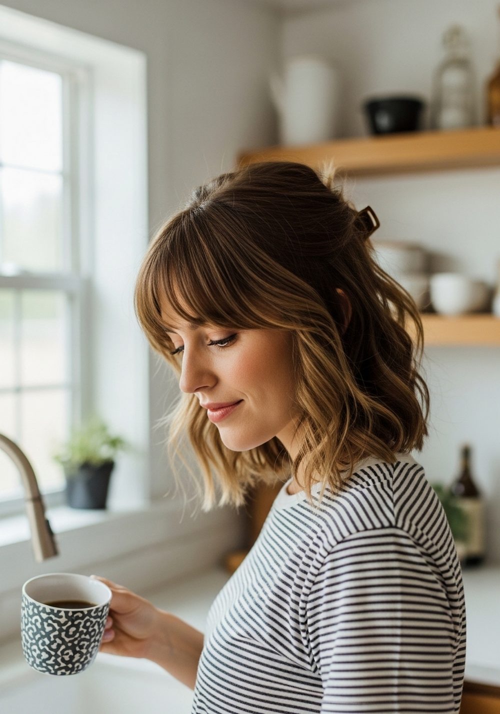 Layered Lob with Wispy Butterfly Bangs