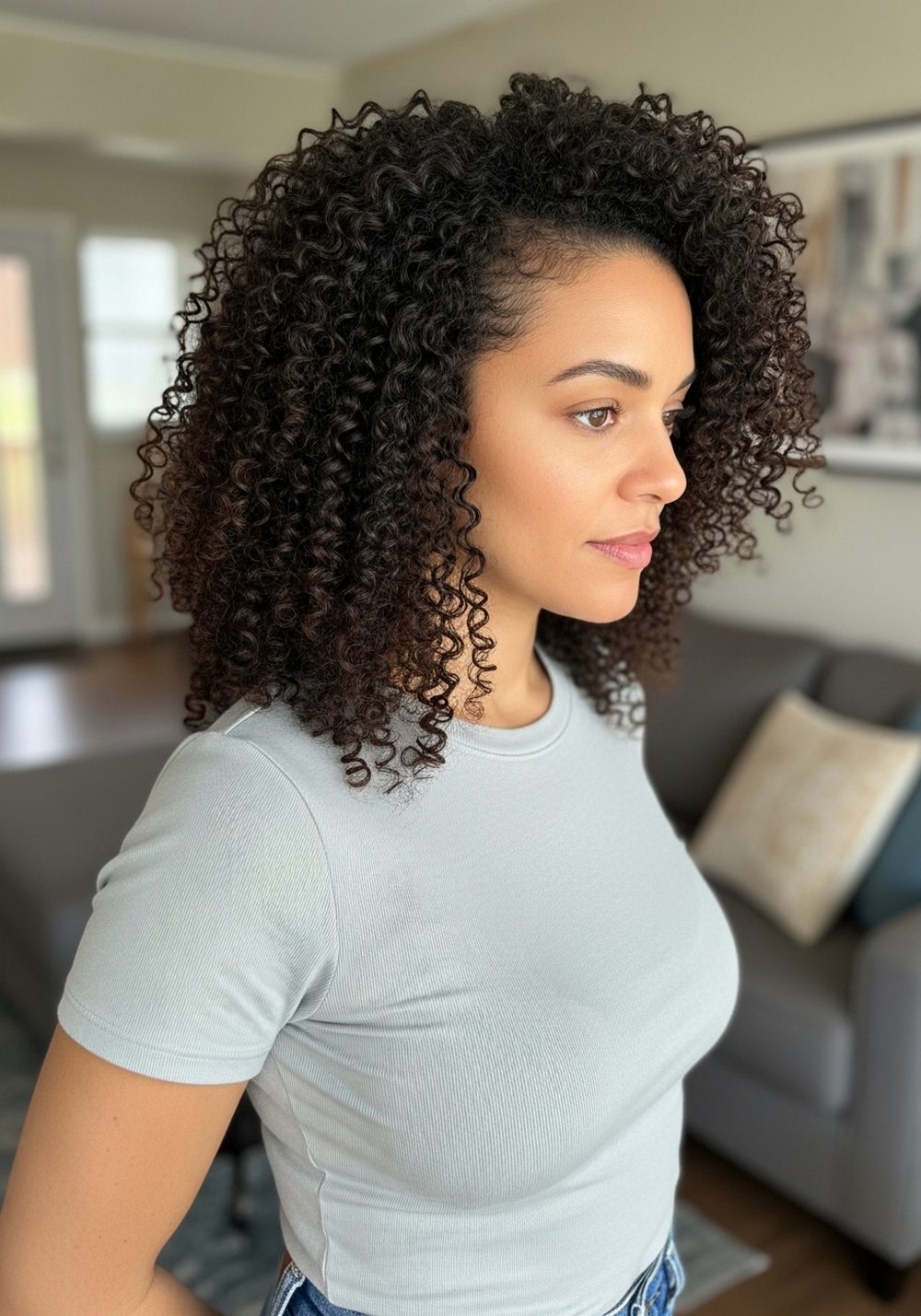 Layered Shape Cut for Thick Curls
