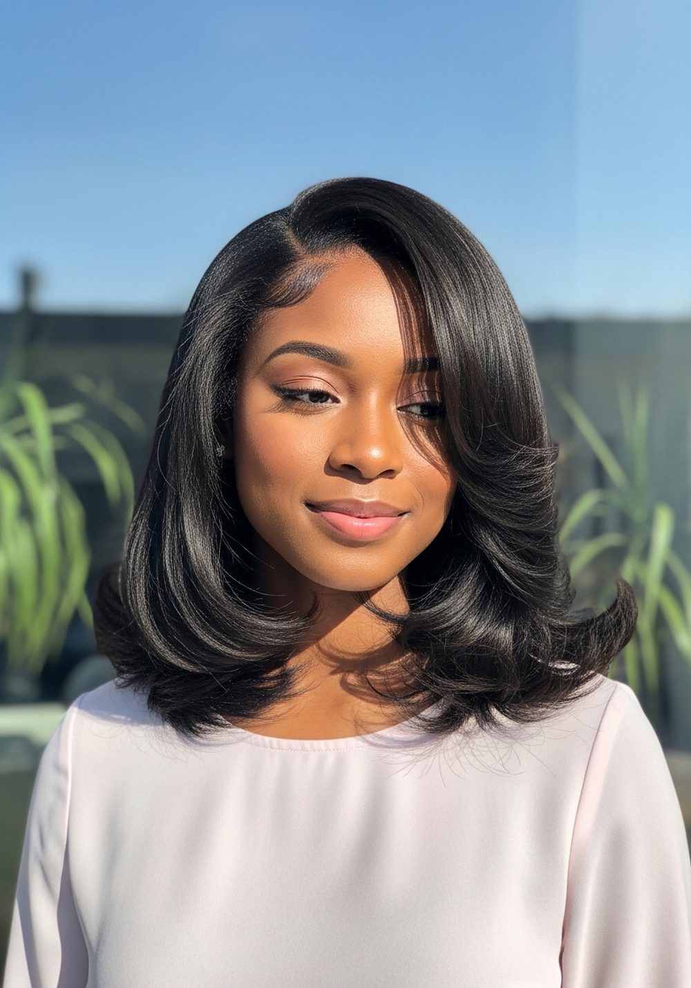 Layered Silk Press Bob Hairstyle