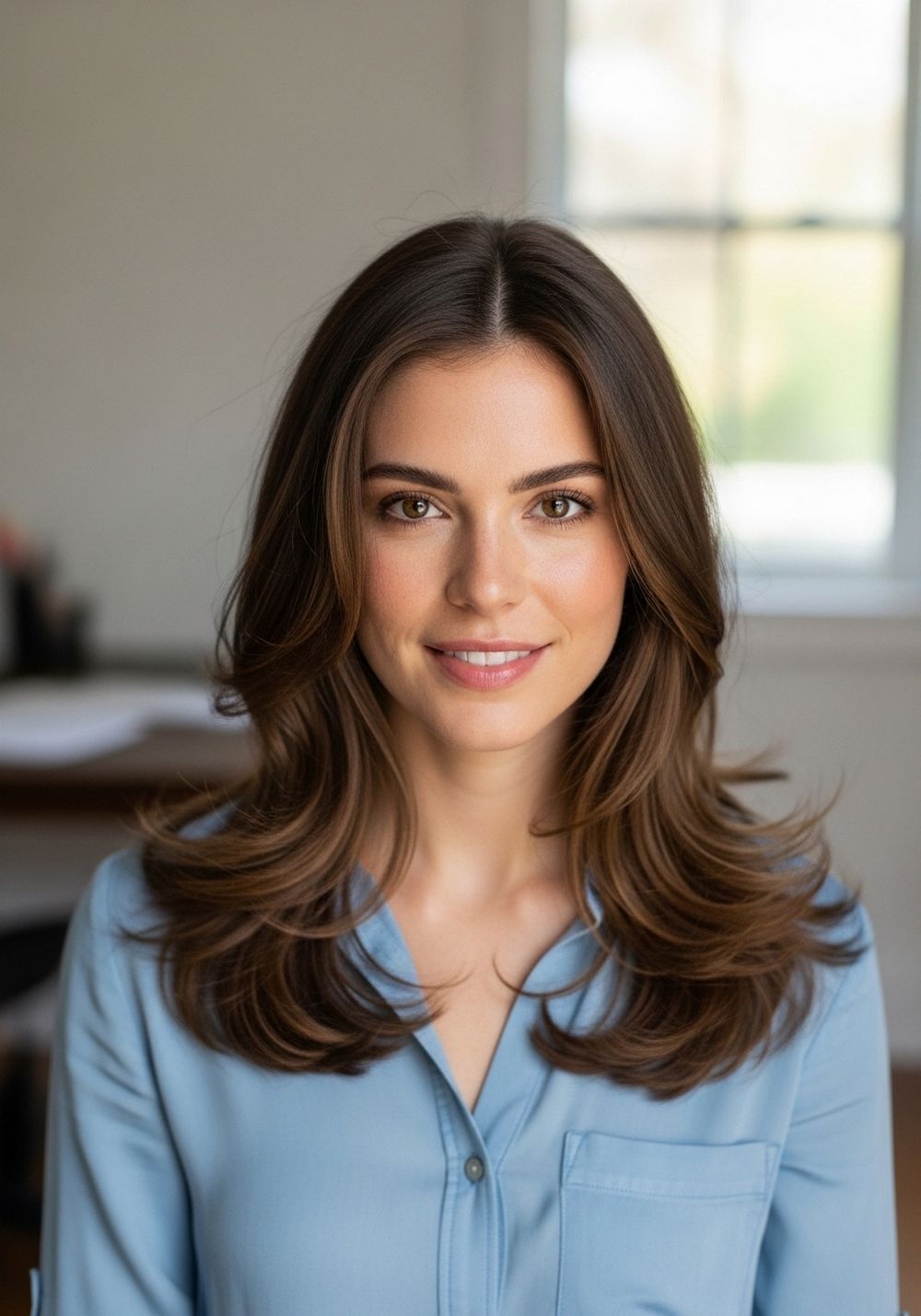 Long Layered Side-Part Glam Hairstyle