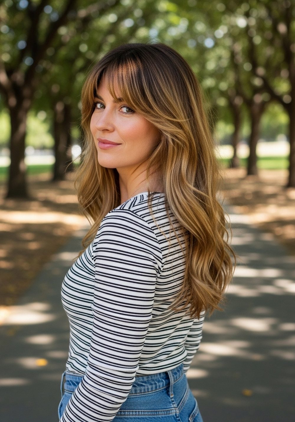 Long Layers with Soft Bangs and Face Frame