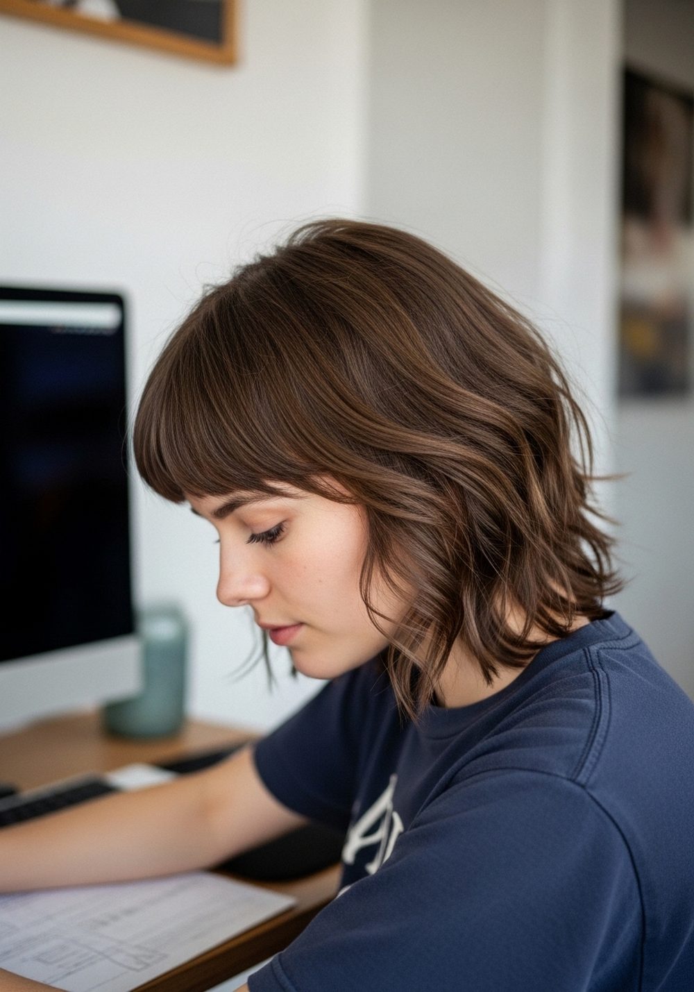Short Wolf Cut with Curtain Bangs