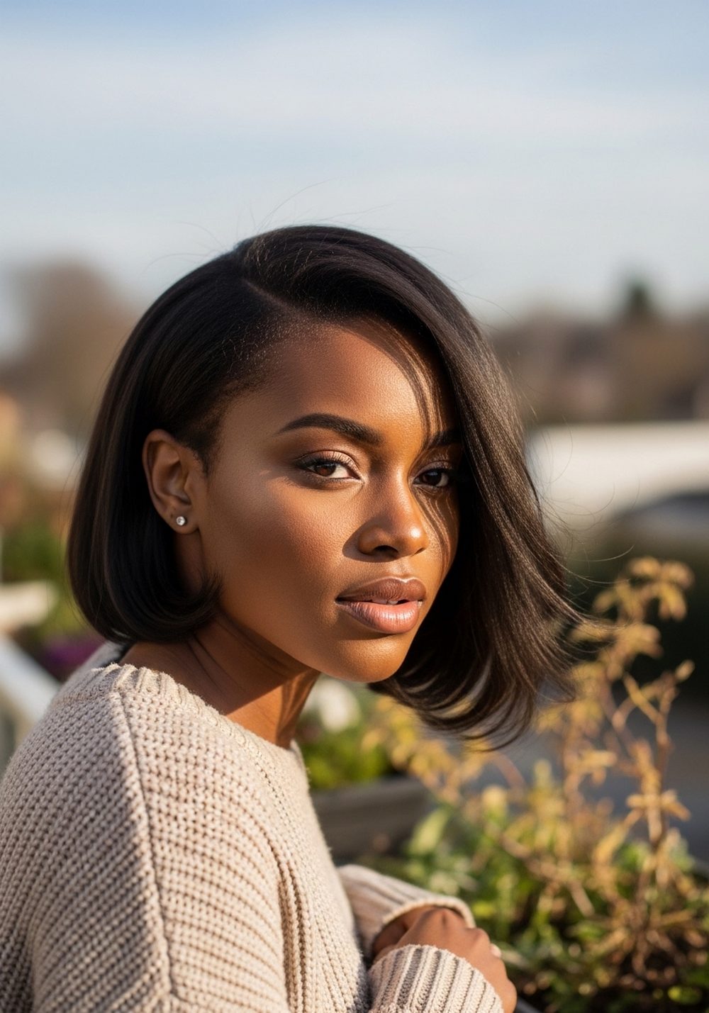Side-Part Asymmetrical Bob Hairstyle