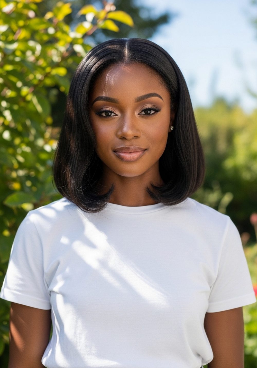 Sleek Middle-Part Blunt Bob Hairstyle