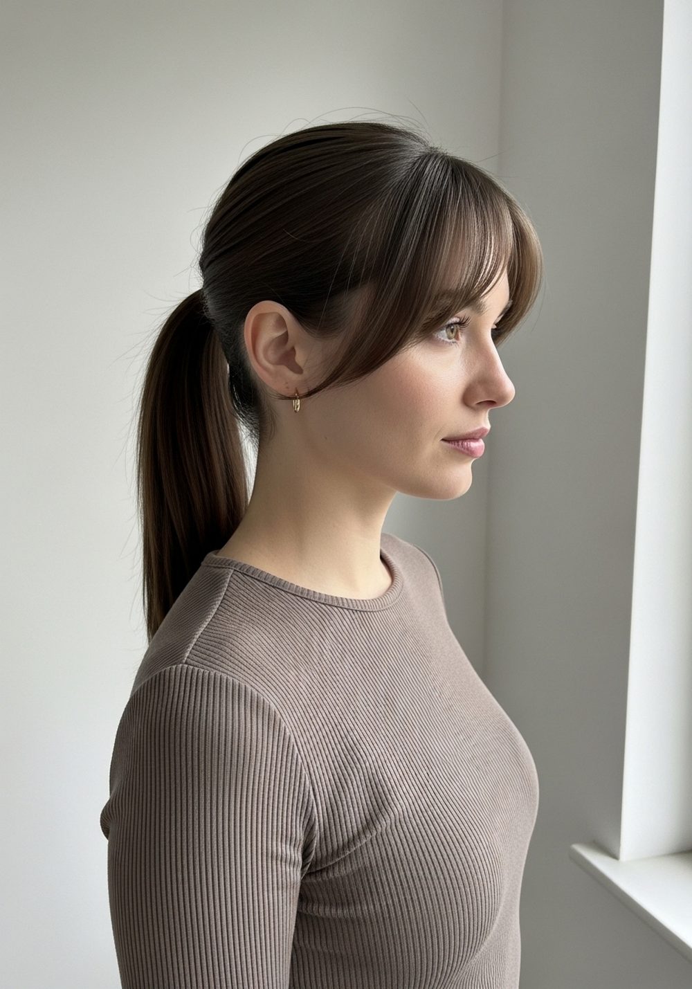 Sleek Ponytail with Curtain Fringe