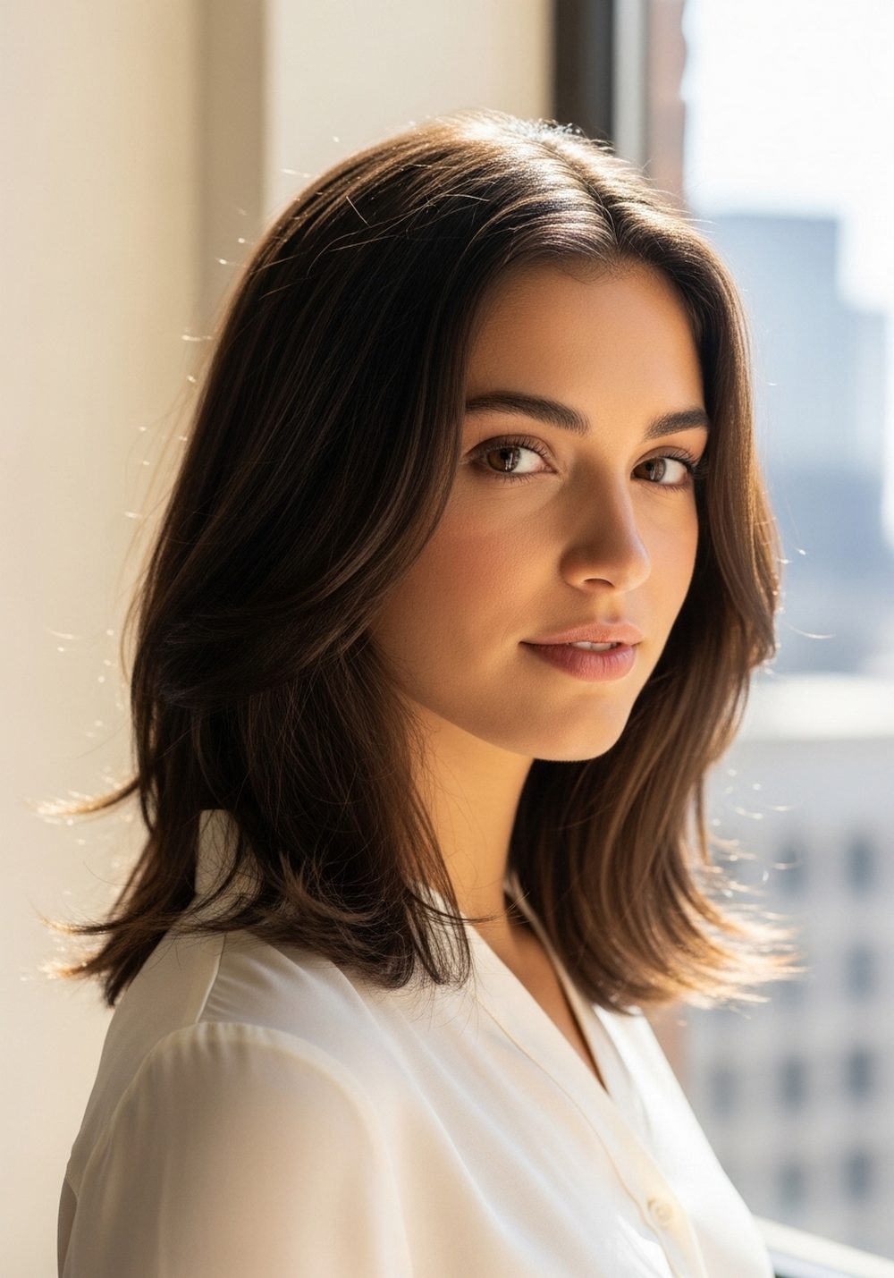 Sleek Shaggy Lob with Piecey Tips Hairstyle