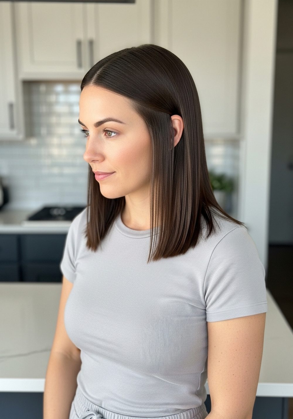 Sleek Tucked-Back Straight Open Hair