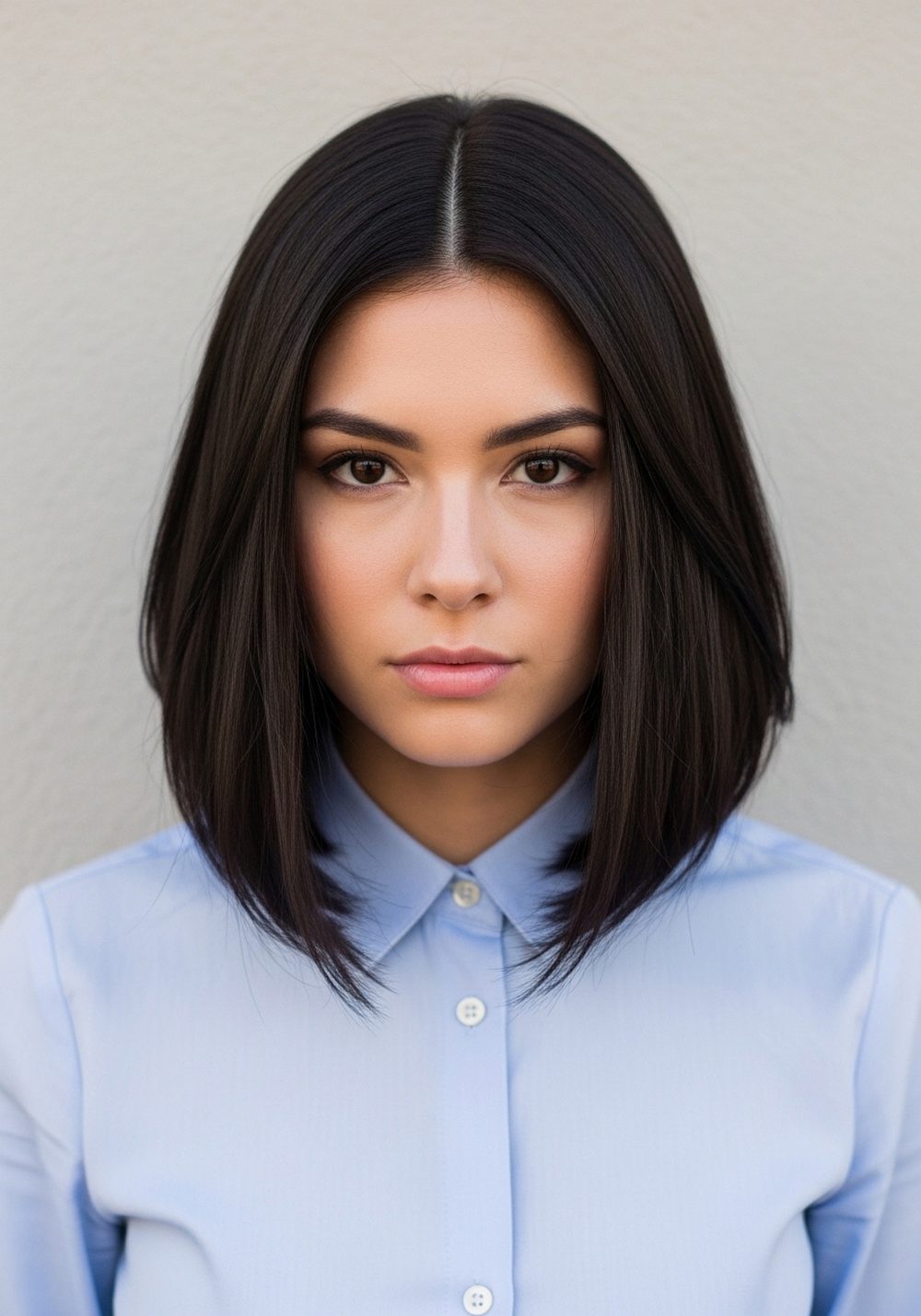 Sleek Tucked-Behind-Ears Collarbone Lob