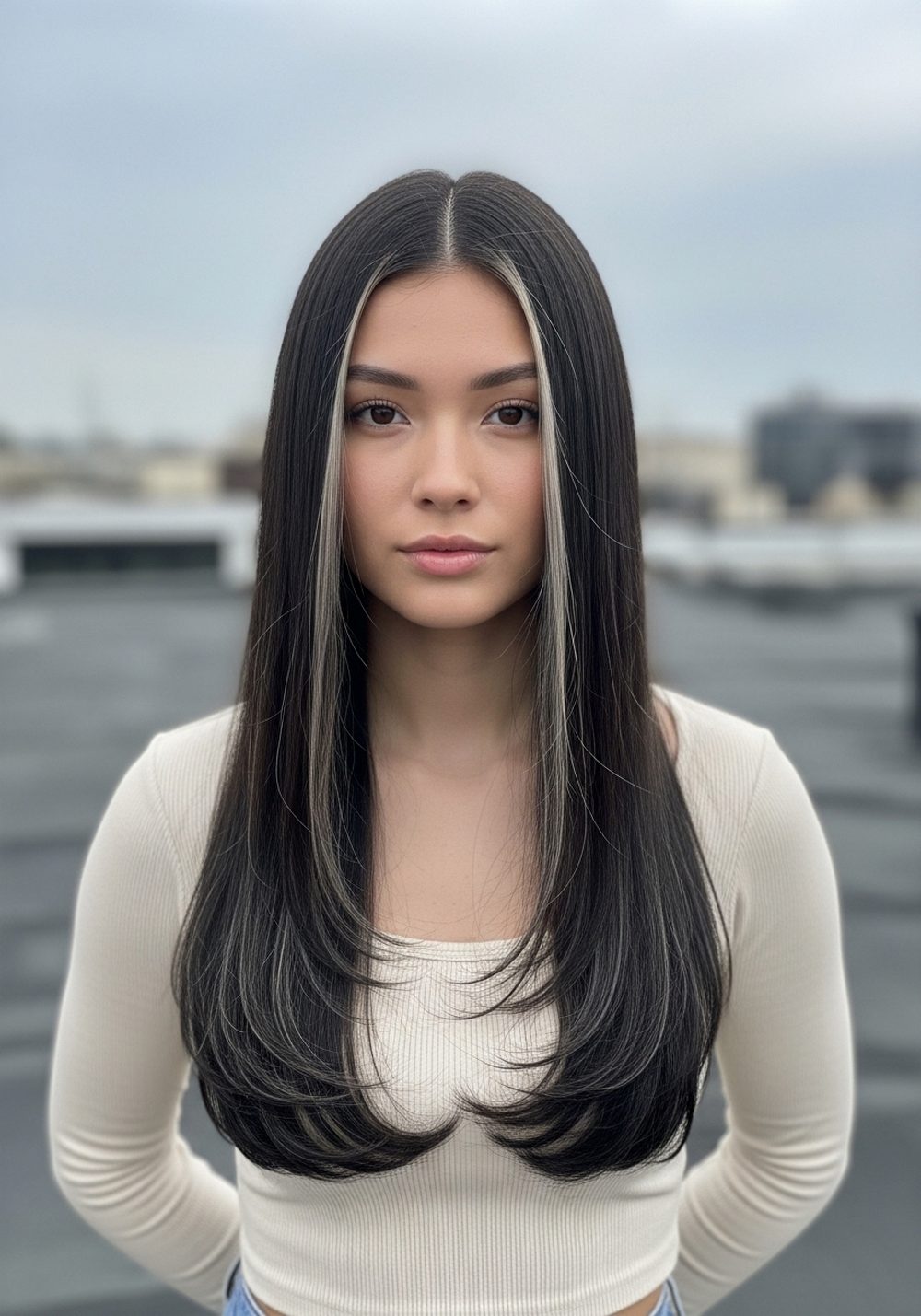 Soft Black Sheer Highlights Refresh Hairstyle