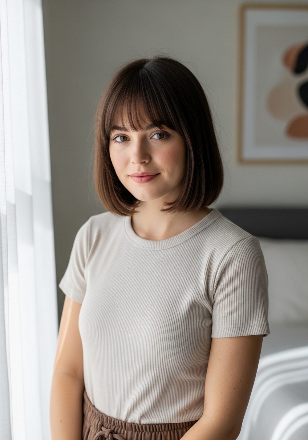 Soft Box Bob with Curtain Bangs