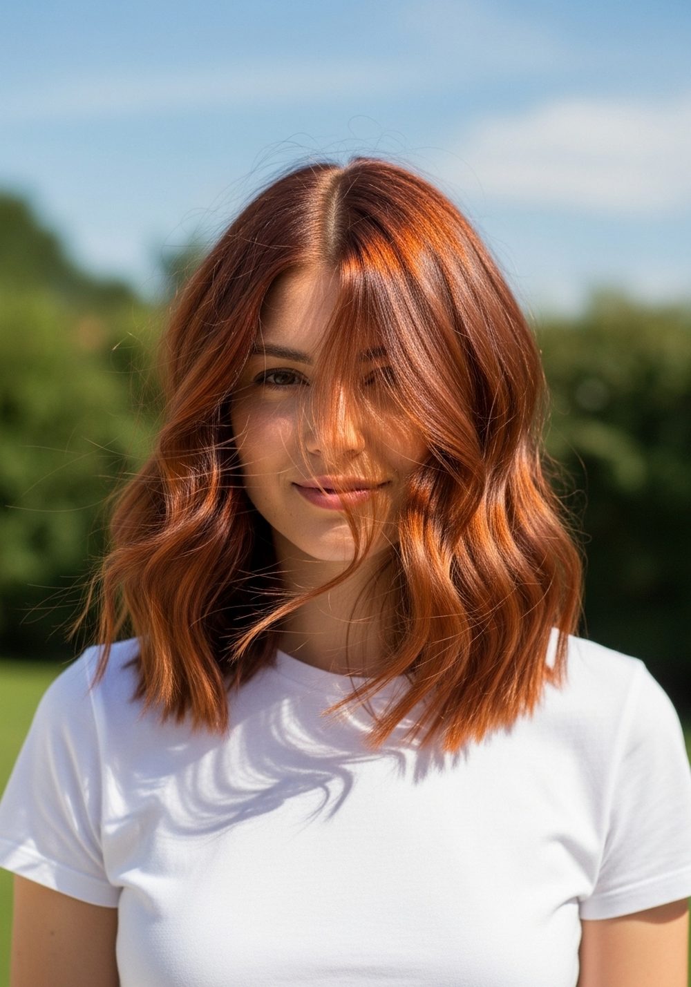 Soft Copper Money Piece Refresh Hairstyle