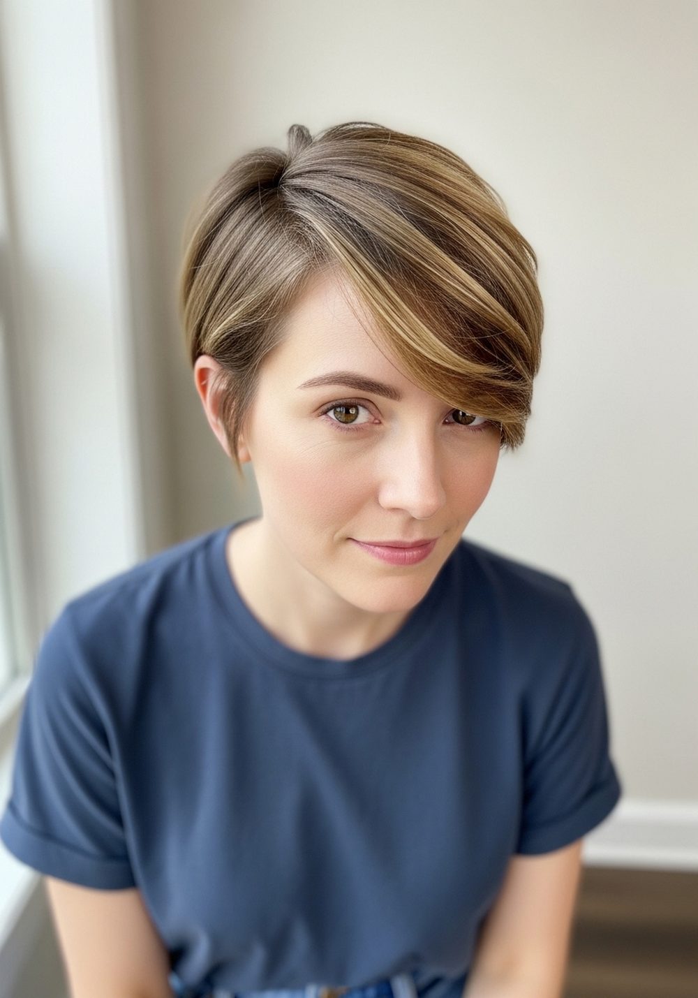 Soft Side-Swept Grown-Out Pixie