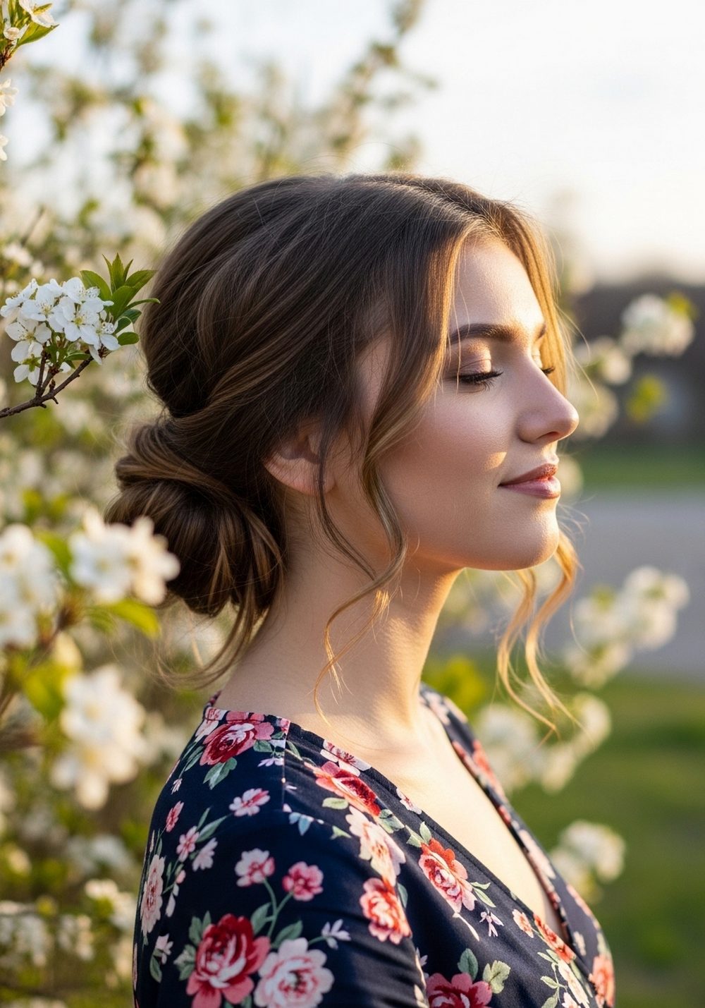 Soft Twisted Side Bun Bundle Hairstyle