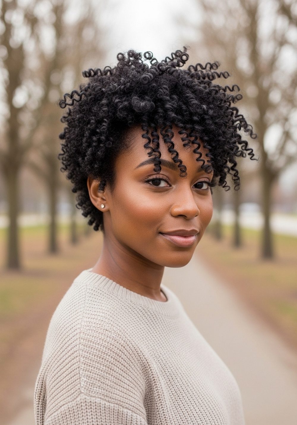 Tapered Curly Bob Hairstyle