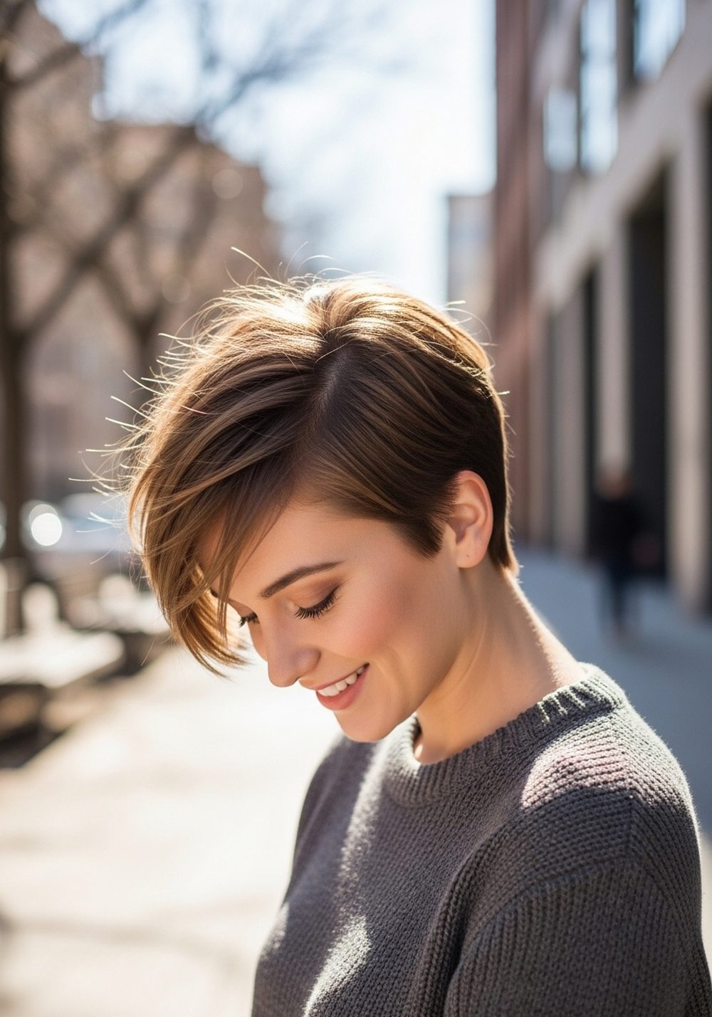 Textured Pixie With Side Volume Hairstyle