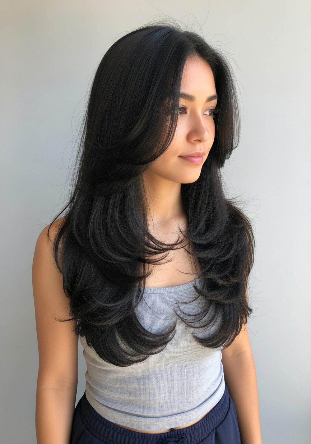 Textured Straight U-Cut with Light Layers
