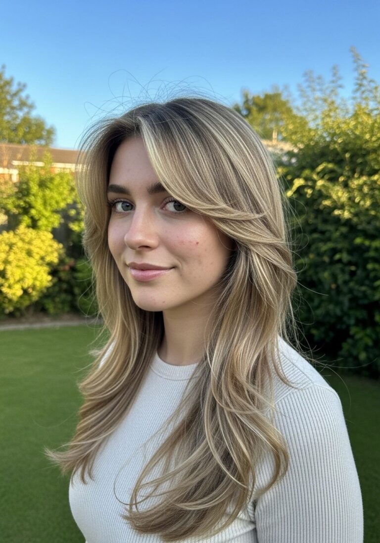 Voluminous Blowout Long Layers Curtain Bangs Hairstyle