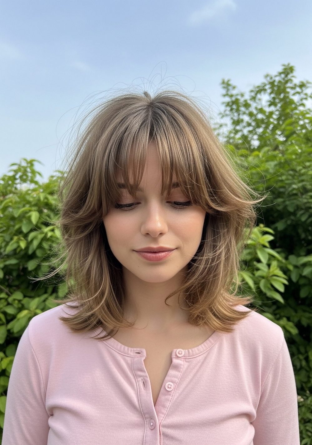 Airy Layered Shaggy Bob With Curtain Bangs Hairstyle