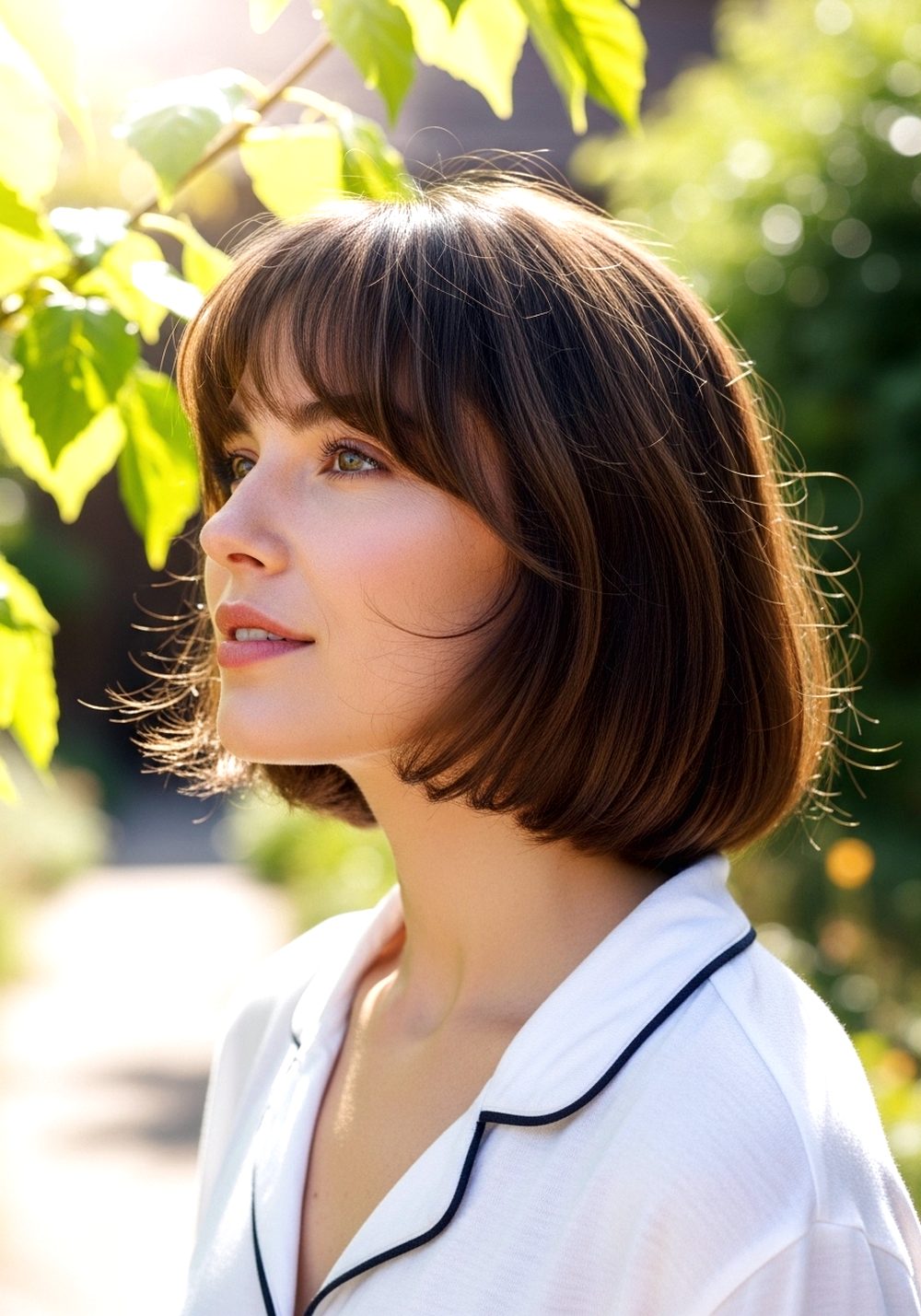Airy Root-Lift French Bob with Side-Swept Bangs Hairstyle