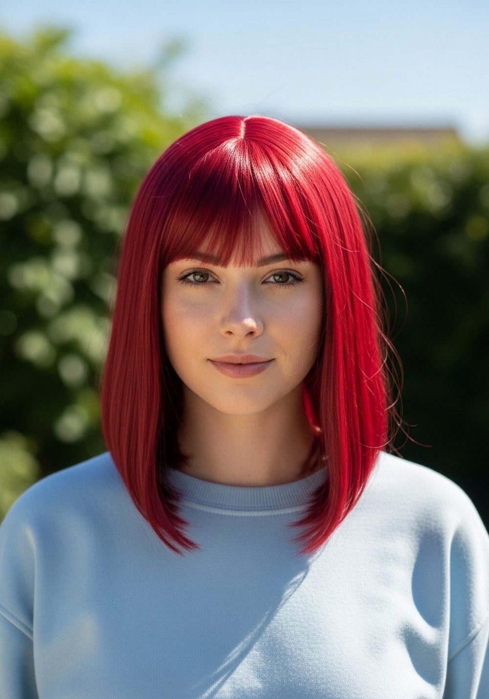 Blunt Cut Straight Red Wig Hairstyle