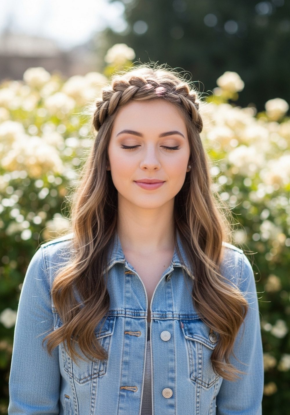 Braided Crown With Loose Bundles Hairstyle