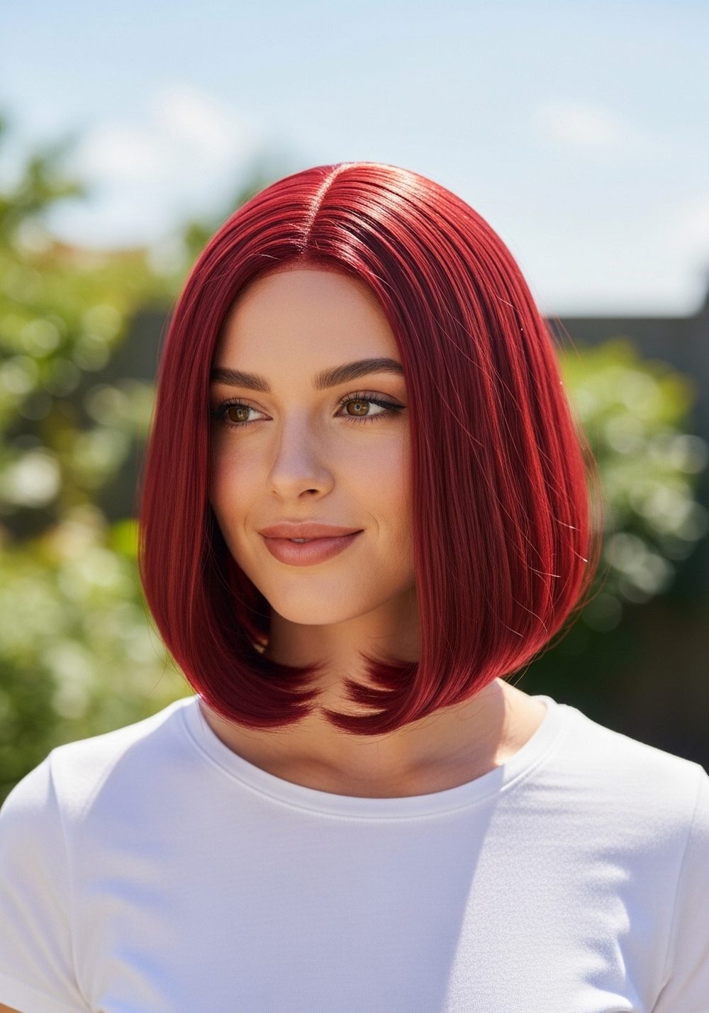 Classic Sleek Bob Red Wig Hairstyle