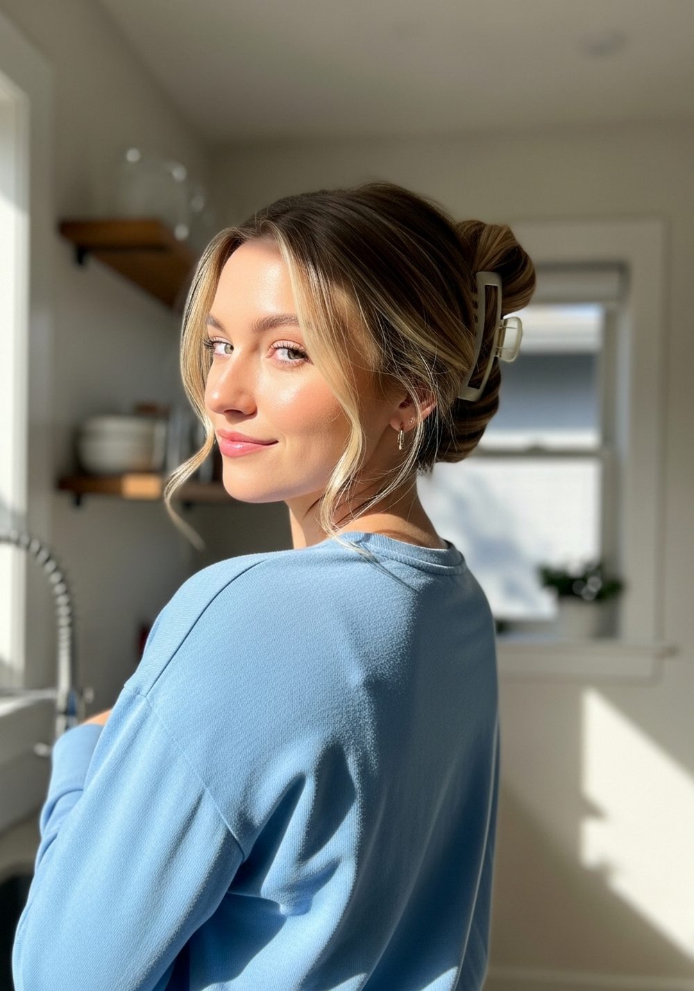 Claw Clip Twist-Up Hairstyle