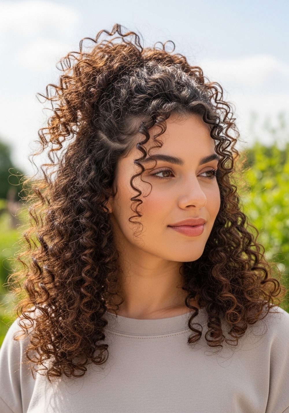 Curly Half-Up Volume Hairstyle
